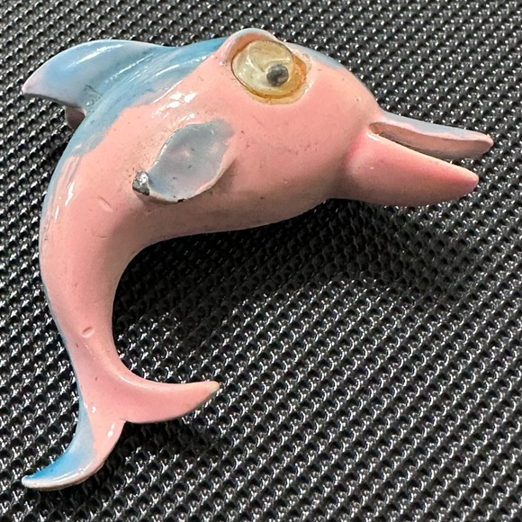 Pink and Blue Dolphin Brooch - Picture 1 of 3